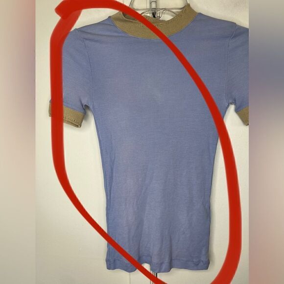 Acne Studios Pale Blue/Tan Eva Laddering Rib See-Through T-Shirt Size XS - Picture 8 of 12